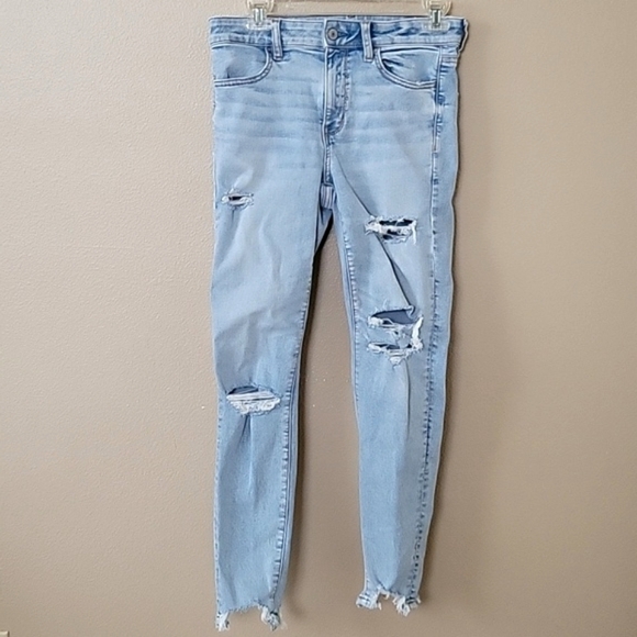 American Eagle Next Level Stretch High Rise Ripped Jeggings - Size 6 - Picture 1 of 8